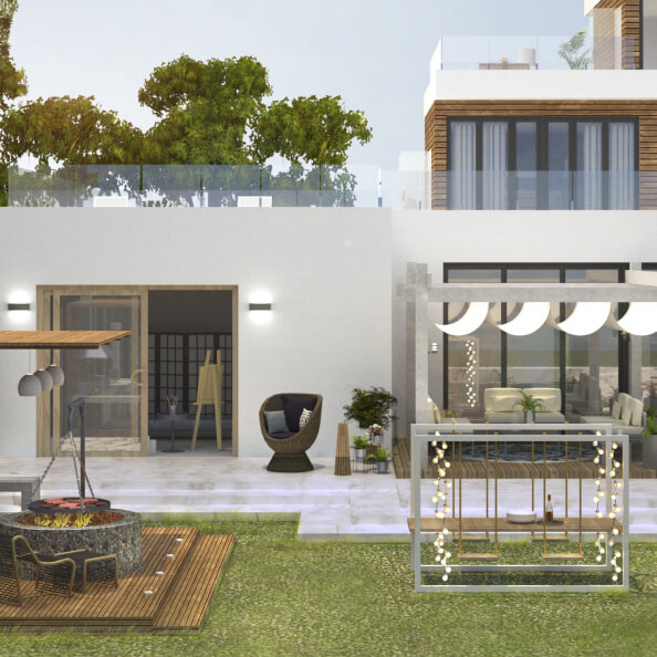 A contemporary house created in Live Home 3D.