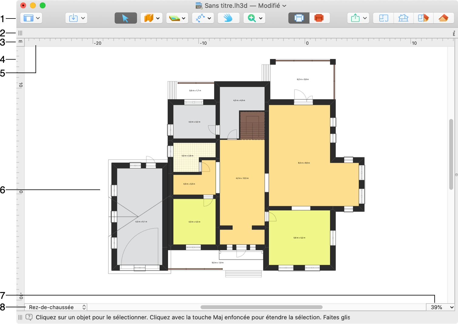 Vue en plan 2D