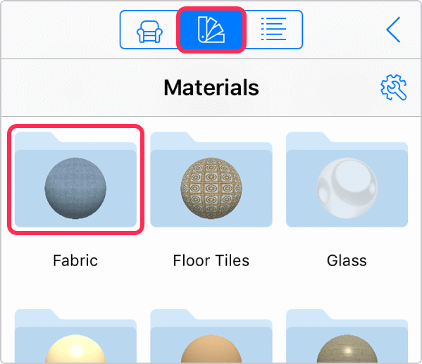 The Library panel with the Materials section open.